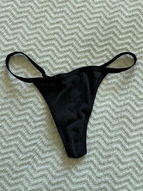 Aerie Black Thong Medium Minimal Strappy Stretch Tanga Bikini Underwear